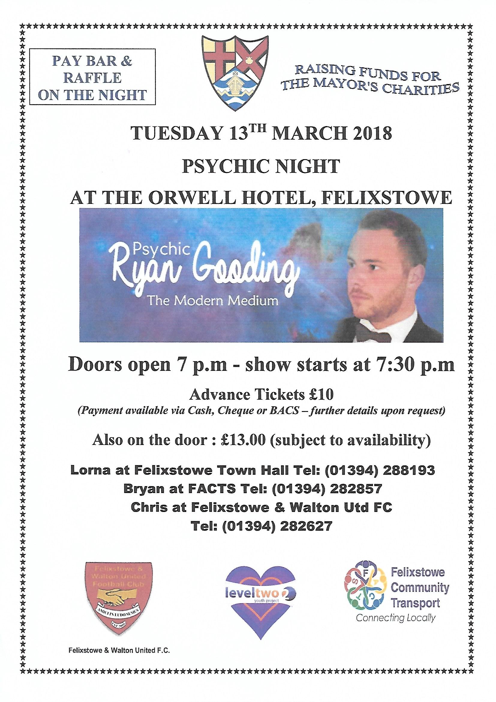 Psychic Night, Tuesday 13 March 2018